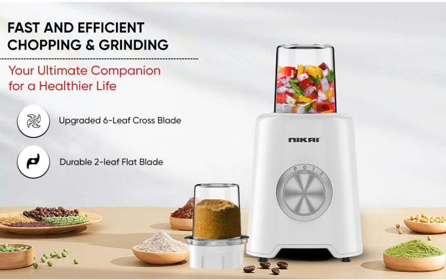 Nikai Blender 1.5L With Dry & Grinder Mill 600W Jar Capacity 2 Speeds, Pulse Function, Unbreakable PC Jar, Stainless Steel Blades, , Mixing & Juicing - NB2900NA1