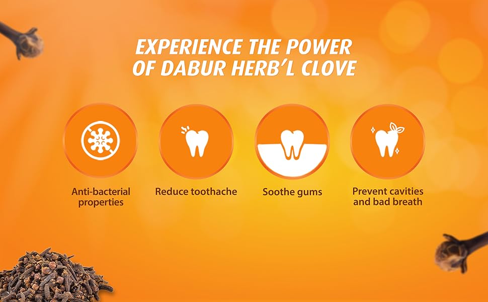 Dabur Herbal Toothpaste 150g with Brush Clove Natural Toothpaste for Cavity Protection‎, No Added Chemicals (Pack of 6)