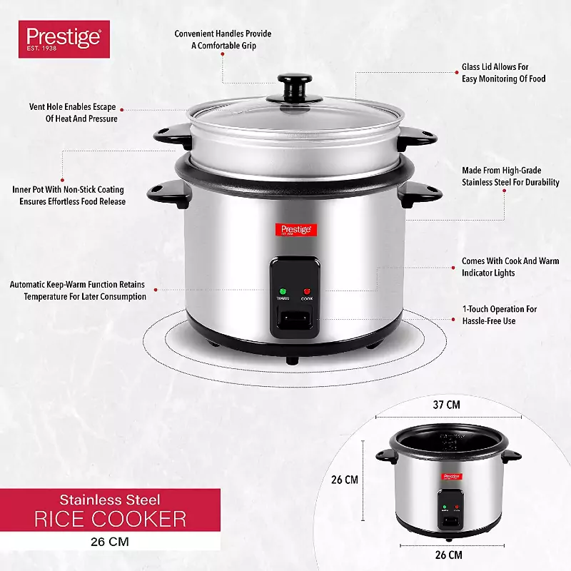 Prestige stainless 2024 steel rice cooker