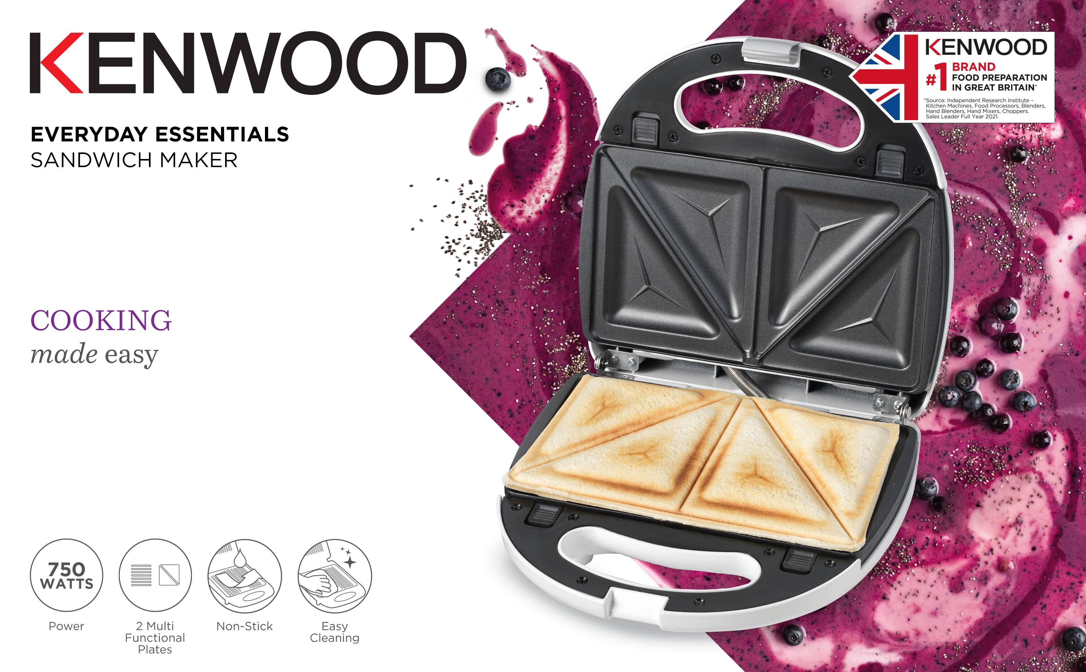 Kenwood Sandwich Maker & Grill 2 in 1 SMP01