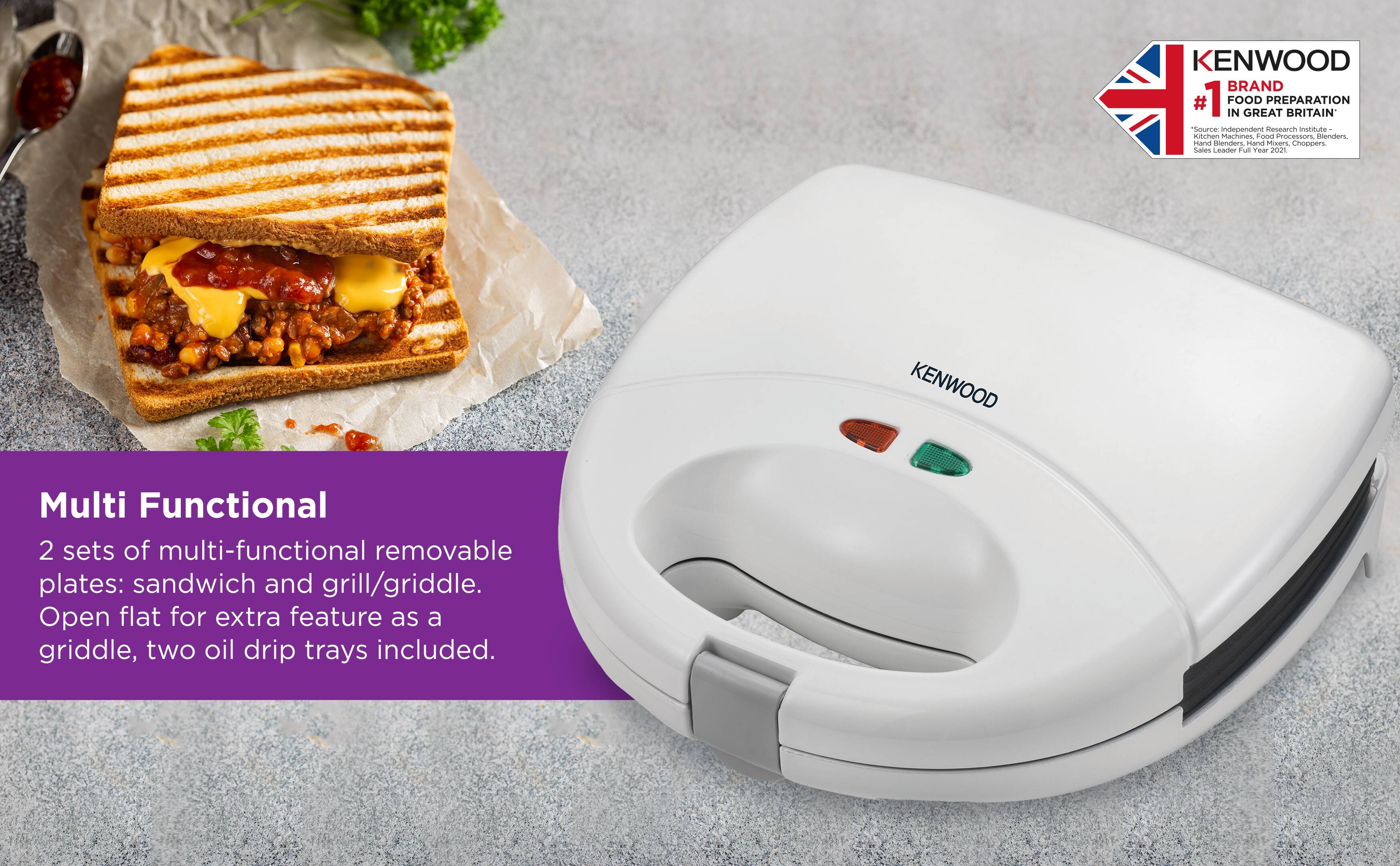 Kenwood Sandwich Maker & Grill 2 in 1 SMP01